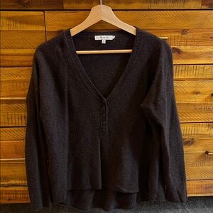 Madewell Brown Knit V-Neck Pullover Sweater